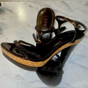 ⭐️Ralph Lauren Kerry Platform Sandal in brown sz 7 (approx little less that 9.5”